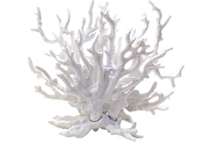 Coral Reef Decor, 6.3x2.4x5.3 Inch Resin Fake Coral, White Aquarium Decorations for Fish Tank Landscape &