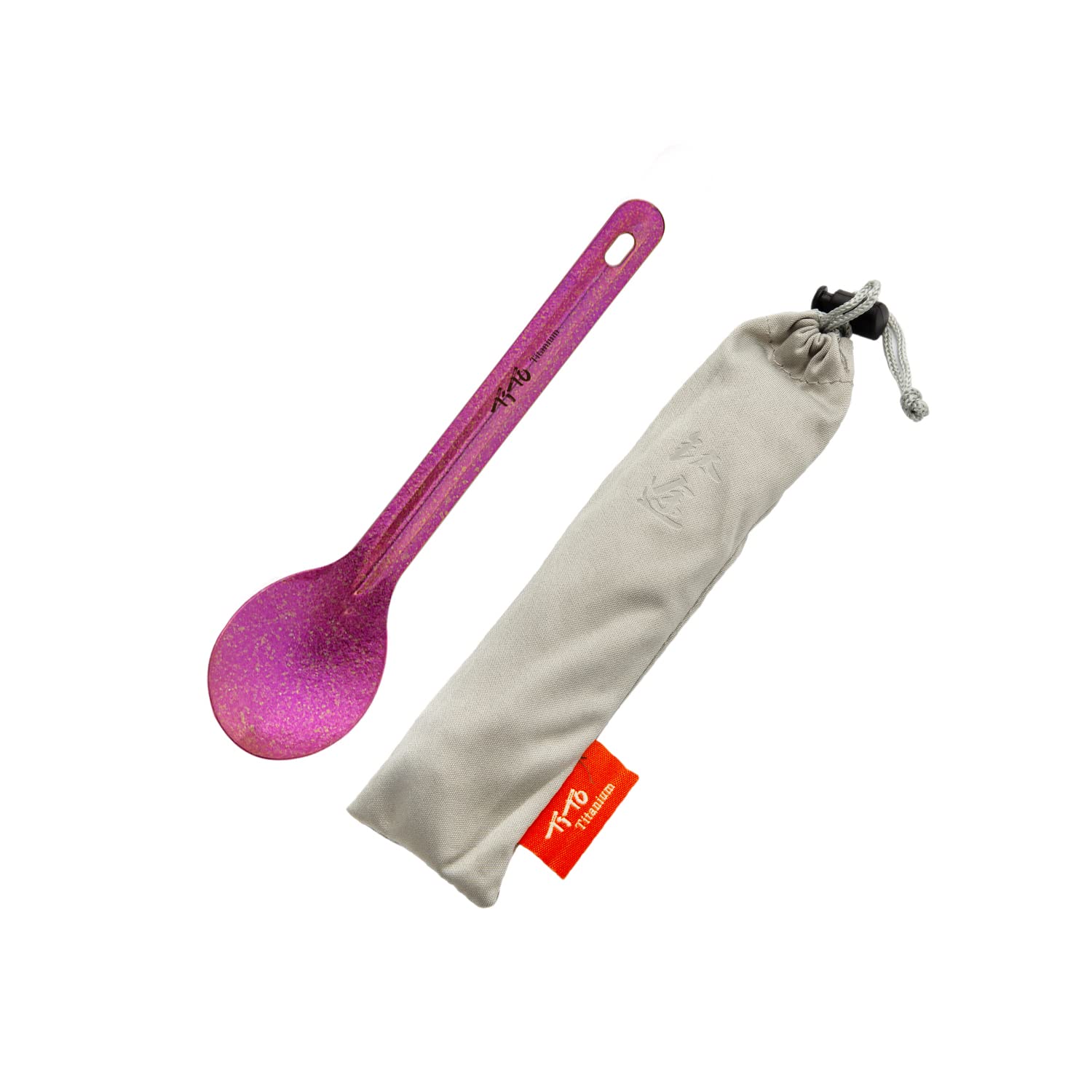 TiTo Bright Colorful Titanium Spork for Outdoor Camping Light Weight Titanium Spoon for Travel Home with Cloth Bag (Rose Spoon)