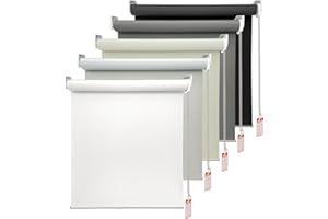 HOMEBOX 100% Blackout Roller Window Shades, Window Blinds with Thermal Insulated, UV Protection Waterproof Fabric, roll up and Down Blinds for Home and Office (White - 25" W x 72" H)