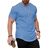 Mancozy Mens T Shirts Casual Hipster Hip Hop Longline Crewneck Tee Shirts