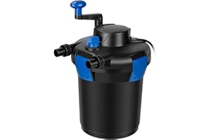 Anbull Bio Pressure Pond Filter, 1060GPH Pressurized Biological Pond Filter with 9watt Light, Pond Filter System with Convenient Cleaning Crank Handle for Fountain Pool, Koi Fish Aquarium Tank