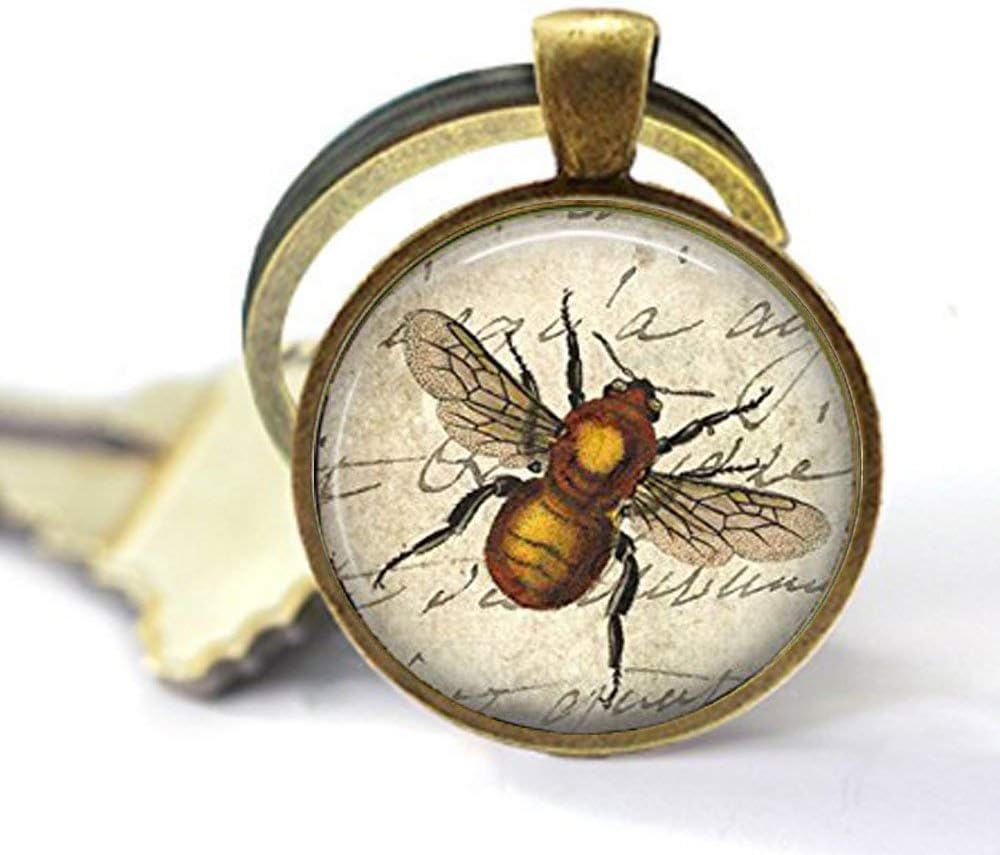 Bee Key Chain - Bumble Bee Gift - Bee Art - Bee Keychain - Bee Lover Gift - Bumble Bee Art - Honey Bee