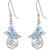 PEIMKO 925 Sterling Silver Turquoise Exquisite Butterfly Dangle Earrings Boho Style Drop Earrings Jewelry Gifts for Women Mother