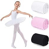 Dxhycc 3 Pack Girls Ballet Tights Soft Elastic Footed Dance Tights for Toddler Girls Ballet School Uniform