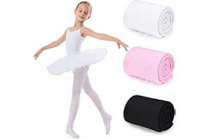 Dxhycc 3 Pack Girls Ballet Tights Soft Elastic Footed Dance Tights for Toddler Girls Ballet School Uniform