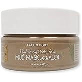 Deluvia Hydrating Dead Sea Mud Mask with Aloe for Face and Body, Gentle Exfoliation, Acne Treatment (11oz)
