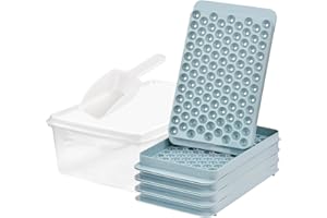 Ice Cube Tray with Lid and Bin,4 Pack Mini Ice Maker Tray for Freezer, 104 x 4 0.5 in Small Ice Ball Mold with Tong & Ice Sco