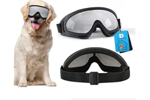 DZSEE Dog Sunglasses & Goggles 1Pcs for,Medium, Large Breeds - UV Protection, Windproof, Dustproof, Fogproof, Adjustable Strap Pet Doggles for Outdoor Activities Silvery