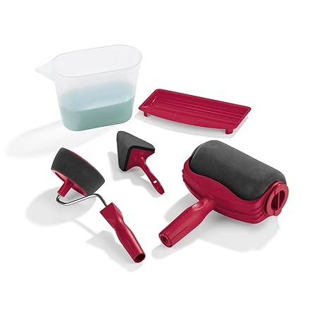 EASYmaxx Streichset Paint Maxx Pro 5-TLG - Renovierset mit Farbrolle, Kantenroller, Eckenstreicher, Farbschale und Messbecher