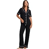 Cozy Earth Women&rsquo;s Stretch-Knit Short Sleeve Top and Pant Pajama Set | Soft Breathable 95% Viscose from Bamboo Blend, Relaxed Fit Women's Loungewear with Pockets
