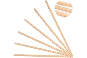 Hamminy Beaded Wood Trim Molding Decorative Half Wooden Bobbin Trim 15.7 Inch Unfinished 3D Decorative Molding Paintable for Home Wall Cabinet Door Window Bookshelf DIY Decoration (14mm, 6 Pcs)