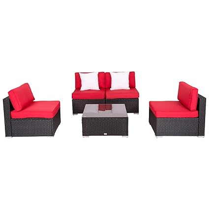 Amazon Com Kinbor 5 Pcs Outdoor Sectional Couch Sofa Set Porch