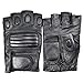 KUYOMENS Men's Holes Design Cycling Sports Black Half Finger Genuine Leather Gloves
