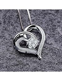 Jewlpire ?Love Series? Sterling Silver Necklace Natural Diamond Necklace Pendant - The Closest Gift to The Heart