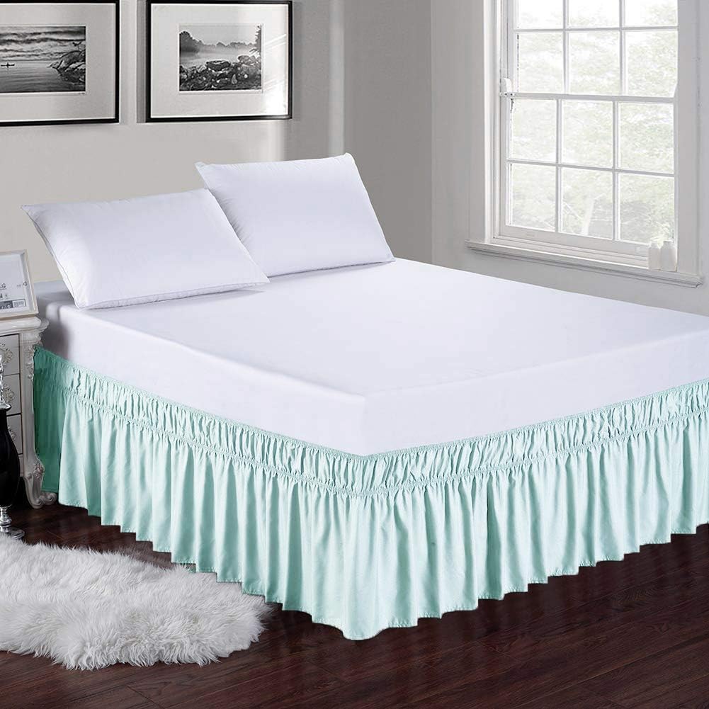 Obytex Wrap Around Bed Skirts, Cotton Bedskirt Elastic Dust Ruffle Silky Soft & Wrinkle Free Classic Stylish Look in Your Bedroom (Green, Twin/Full-18'' Drop): Kitchen & Dining