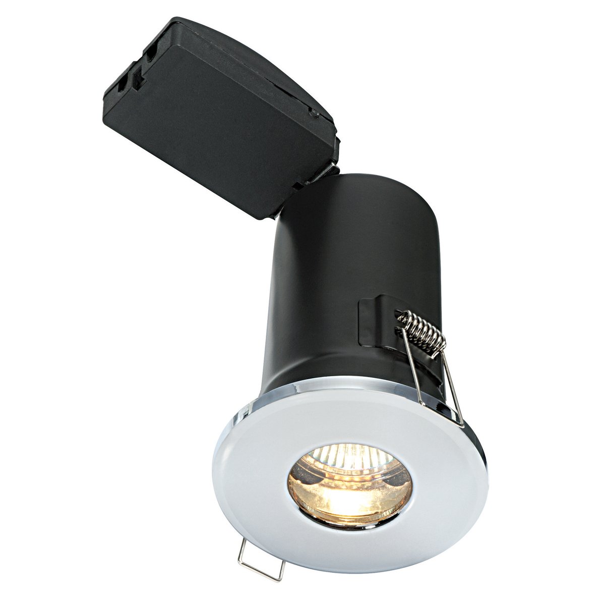 Shield Plus Modern Chrome Fire Rated GU10 Dimmable Recessed Ceiling Downlight/Spotlight Ideal for Bathrooms Bedrooms Lounge Kitchen etc. IP65 Rated
