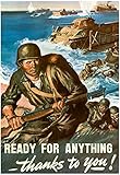 Ready for Anything Thanks to You WWII War Propaganda Art Print Poster 13 x 19in