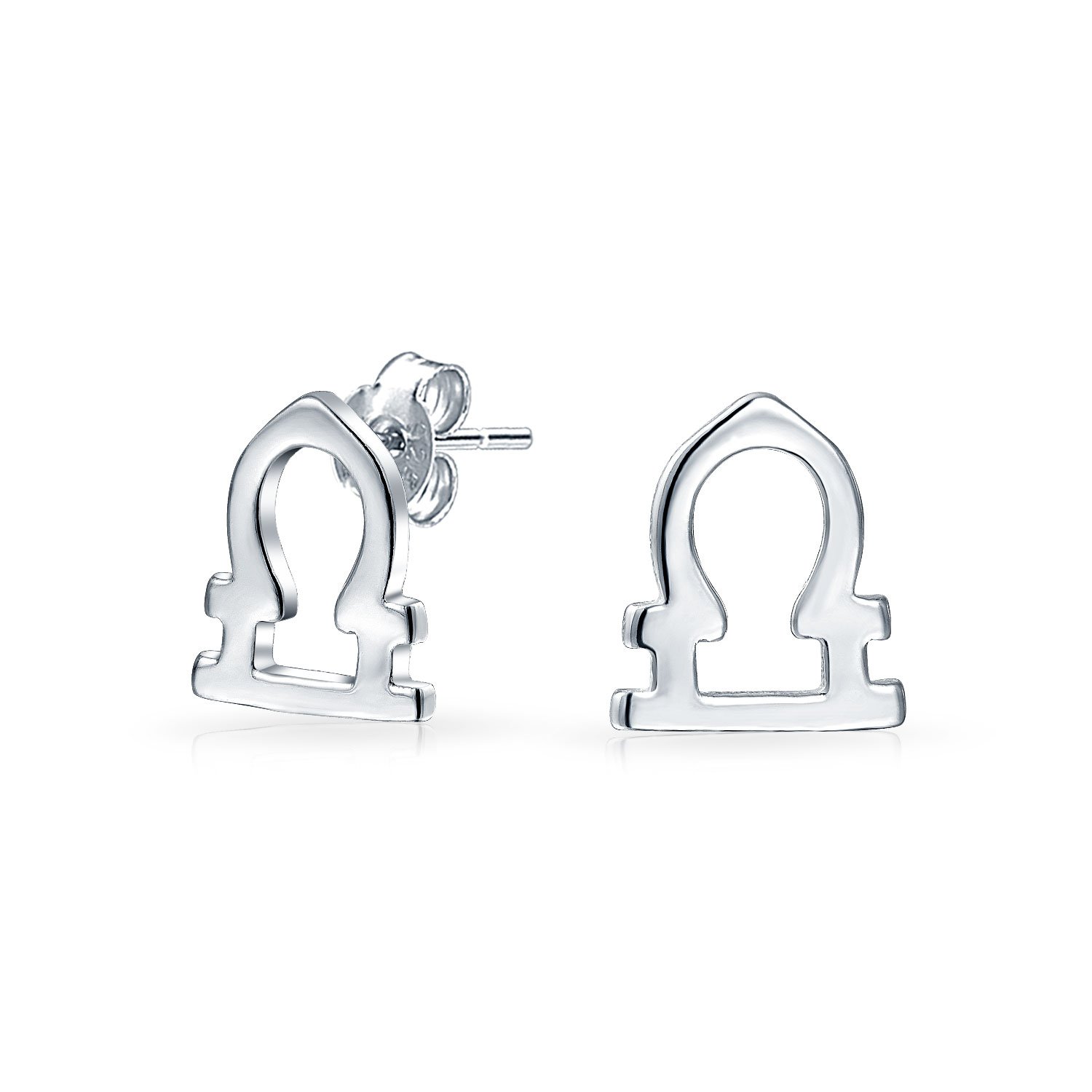 Tiny Simple Libra Astrology Horoscope Zodiac Stud Earrings For Teen For Women .925 Sterling Silver 12 Birth Month Sign