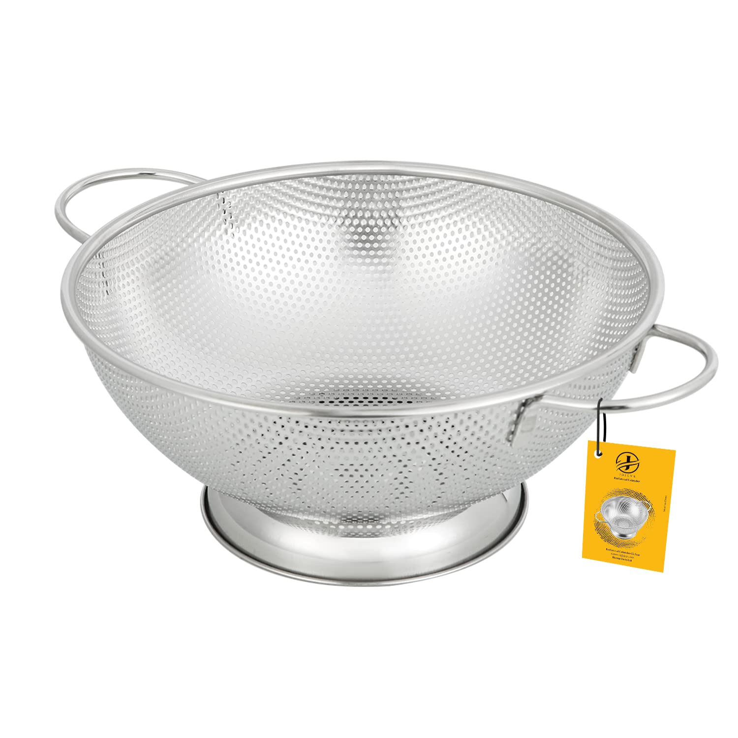 Jojeys 22.5cm Colander Micro Perforated – Premium Stainless Steel with Large Handles & Base – Heavy Duty Strainer for Noodles & Pasta Drainer, Vegetable & Fruit Rinser, Rice Strainer
