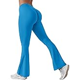 QOQ Womens Scrunch Flare Leggings V Back High Waisted Bootcut Yoga Pants Tummy Control Bell Bottom Leggings