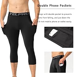 WRAGCFM Mens 3/4 Compression Pants, Capri Athletic