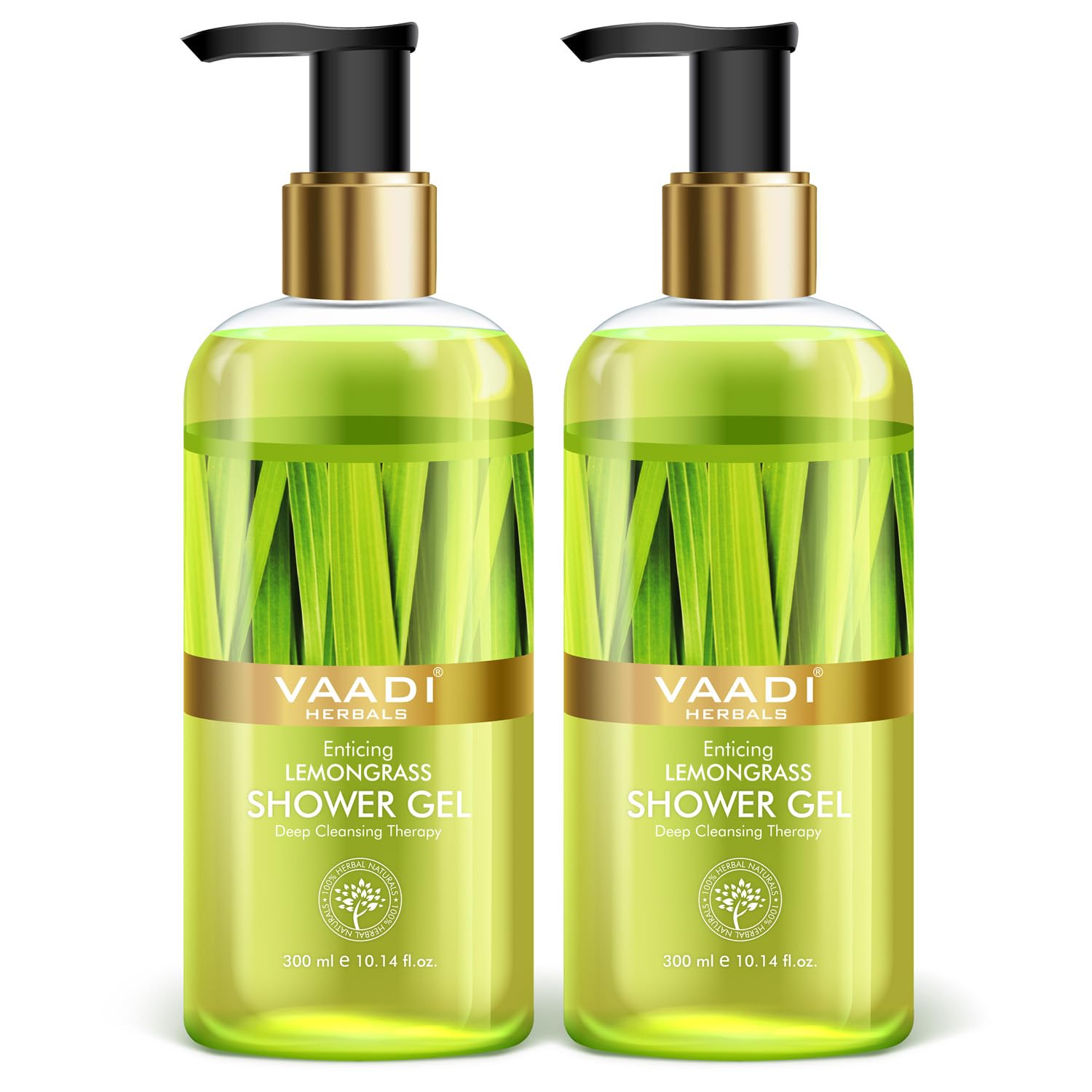 Vaadi Herbals Shower Gel Enticing Lemongrass Body Wash Sulfate Free Bath Gel - All Skin Type - 2x 300ml