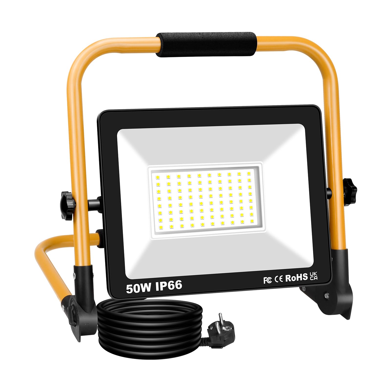AUXTINGS 50W LED Work Light 4500LM Job Site Lights,Folding Flood Light Adjustable Portable Stand Work Lights Floodlight 6000K White 3 Meter Wire with Plug for Car Repairing Home Workshop Garage — image 1
