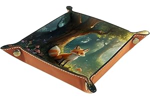 Fox Dice Tray Foldable Dice Trays Dice Rolling Tray Microfiber Leather Dice Holder for Dice Games Like RPG, DND and Other Tab