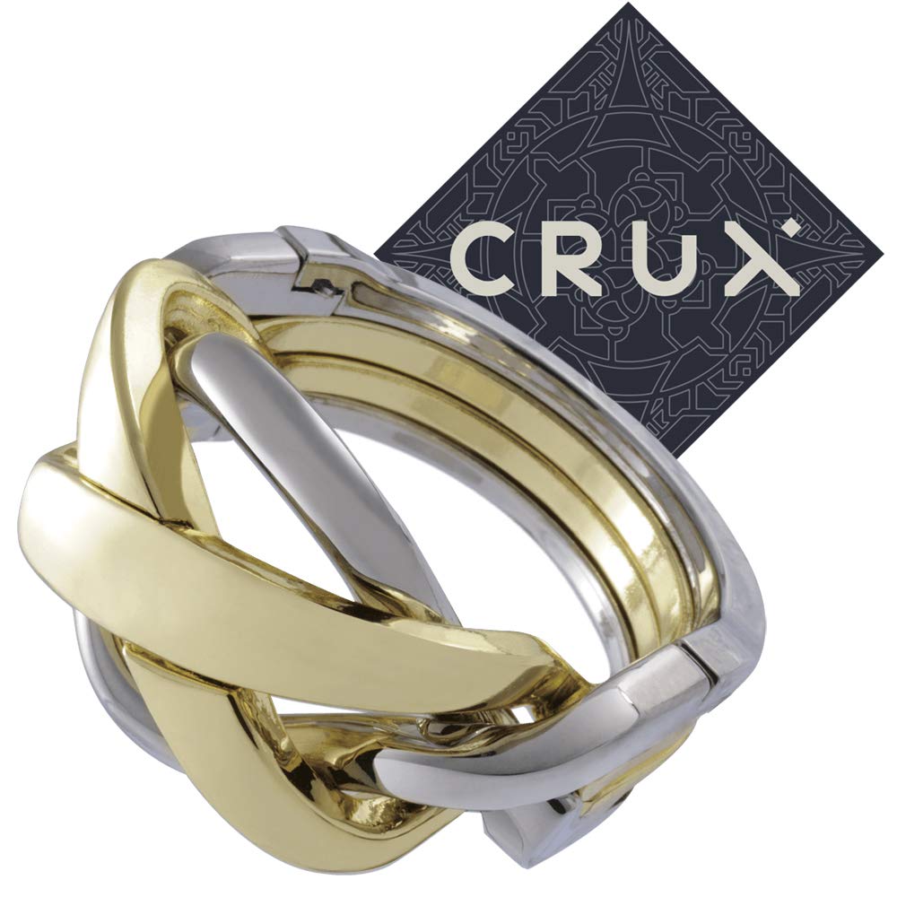 Hanayama Cast Ring Puzzle - Level 4 of 6 - Mid Level Difficulty Puzzle - Includes Crux Sticker