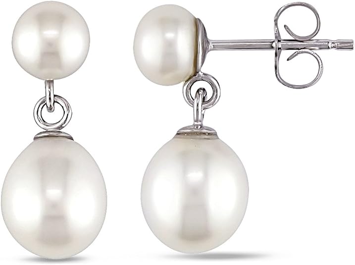 Orecchini Donna Argento 925 Perle Bianche A Goccia Con Cristalli Austriaci E Zirconia Cubica, Oivzziy