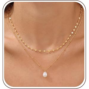 Poaiiu Gold Pearl Necklaces For Women Dainty Wedding Jewelry Gift For Her