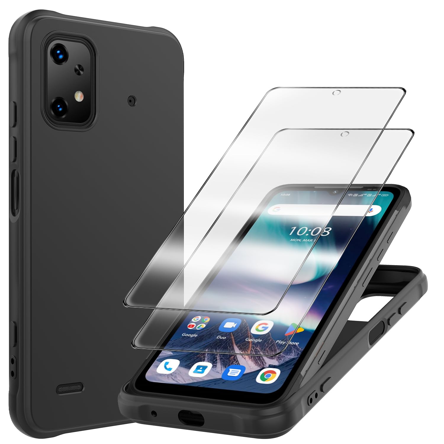 TTSWJBD for umidigi BISON X20 Case with 2 Pack Tempered Glass Screen Protector Silicone Shockproof Phone Case with [Soft Anti-Scratch ] Protective Cover for umidigi BISON X20 5G (Black)