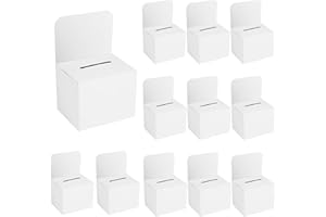 rzoixuur 24 Pack Suggestion box，Raffle boxes with slot，Donation boxes for fundraising，White cardboard boxes6.5x4.5x4.5Inch，Ballot box with slot，For Collecting Business Card Voting Contest
