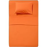 Best Season Bed Sheets Set Extra Soft - 1 Flat Sheet,1 Fitted Sheet and 1 Pillow Cases,Luxury Bedding Set,Deep Pockets,Wrinkle,Fade Resistant - Hypoallergenic- 3 Piece (Twin,Orange)
