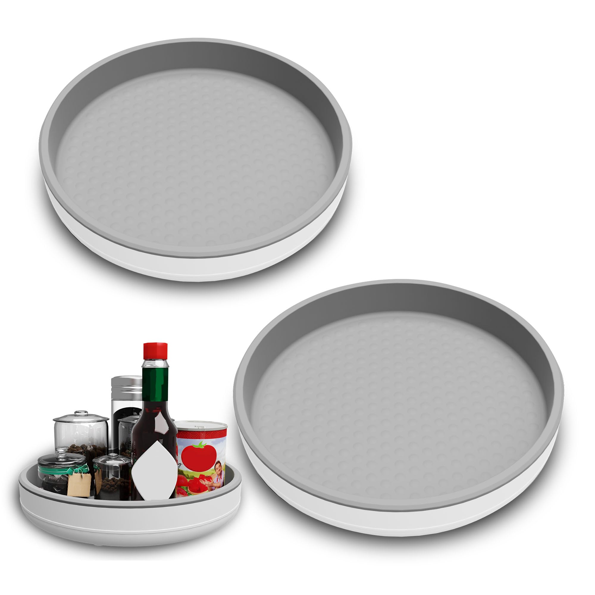 2 Pack 10 Inch Non-Skid Lazy Susan Turntable Organizers - Rotating Tray for Pantry Organization and Storage, Kitchen, Cabinet, Fridge, Bathroom Vanity, Countertop, Under Sink Organizing, Spice Rack