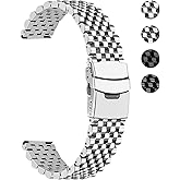 YISIWERA Quick Release Stainless Steel Watch Band 20mm 22mm, Heavy Duty Matte & Polished Metal Strap for Men and Women, Universal Replacement Bracelet with Folding Buckle