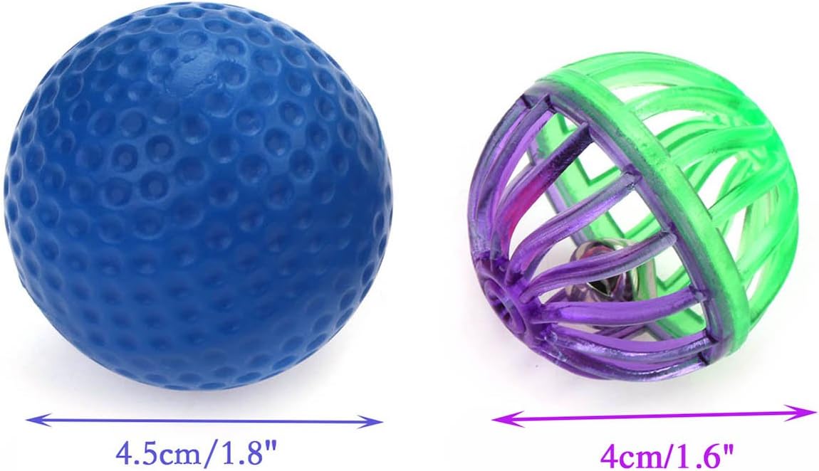Chiwava 48 Pack Plastic Noisy Cat Toy Balls with Bell Kitten Chase Toy 8 Types Assorted Color Size : Pet Supplies