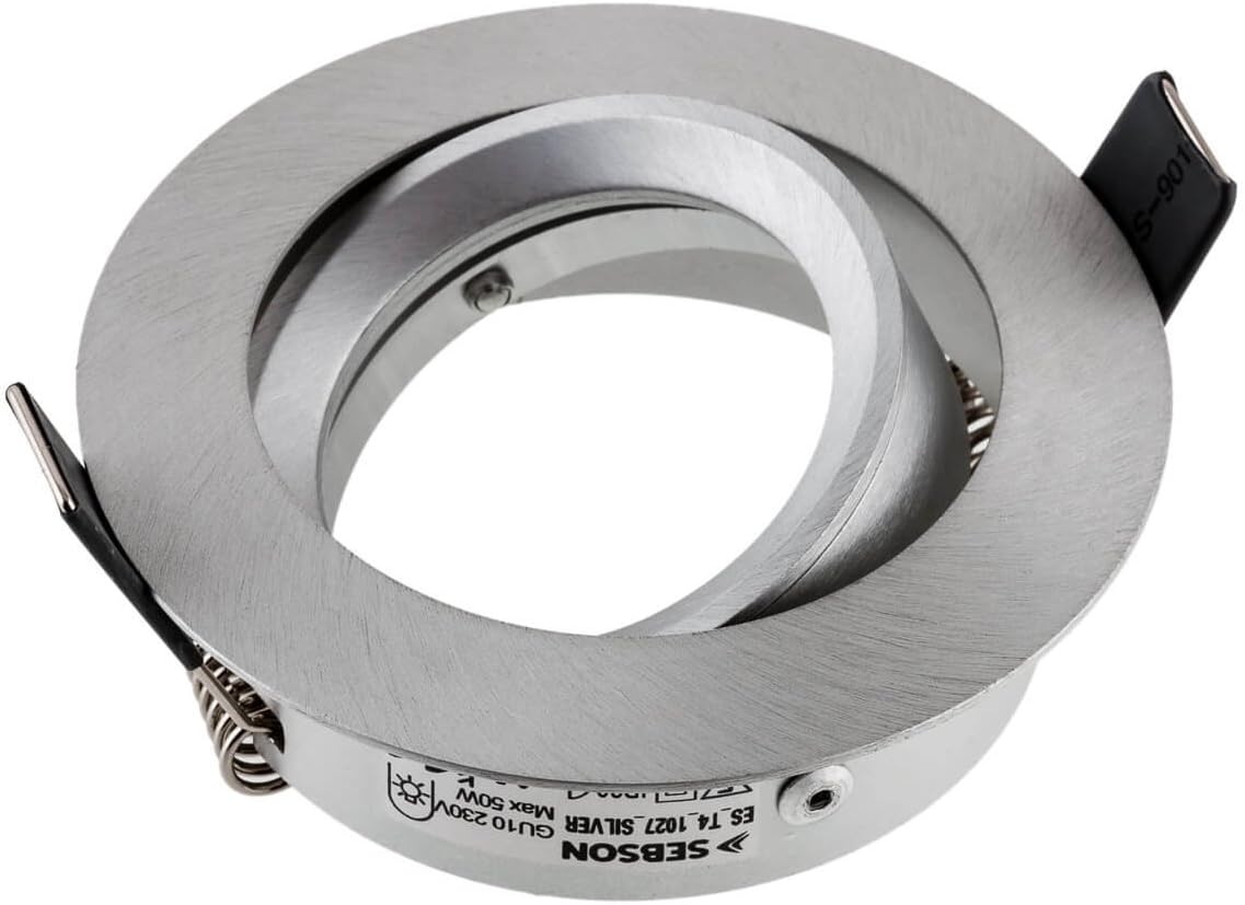 SEBSON Downlight swiveling incl. GU10 lamp Holder - Mounting Hole ø75mm, Brushed Silver, LED/Halogen, recessed Ceiling Light tiltable, mounting Frame Aluminium