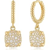 MYEARS Women Earrings Gold Huggie Hoop Dangle Drop 14K Gold Plated Small Simple Hypoallergenic Everyday Jewelry