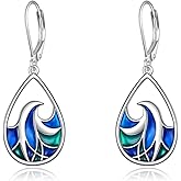 925 Sterling Silver Wave Leverback Dangle Earrings Enamel Leverback Earring Jewelry for Women Birthday Gifts