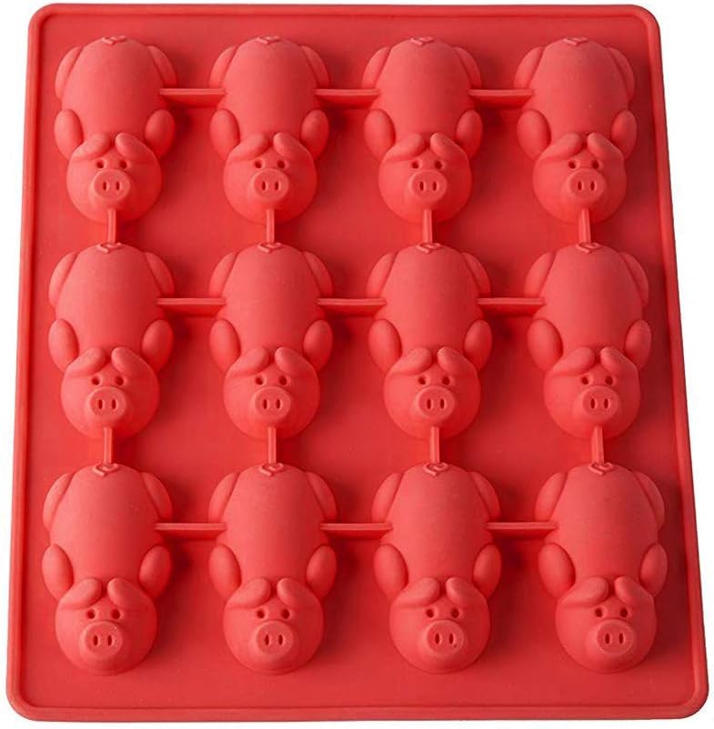 OCCOKO Baking Piggy Cake Mold 1 / 2pc Multifunction 12 Little Pig Silicone Cake Silicone Soap Chocolate Cake Cookie Mold Pudding Jelly Mold(B, 2 pc)