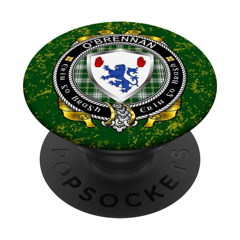 O'Brennan (Connacht) Irish Shield w/St Patrick Tartan PopSockets PopGrip: Swappable Grip for Phones & Tablets