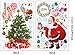 UfingoDecor XLarge Merry Christmas Santa Claus Christmas Tree Christmas Stockings Christmas Gifts Wall Decals, Living Room Bedroom Shop Window Removable Wall Stickers Murals, Set of 2 Sheets