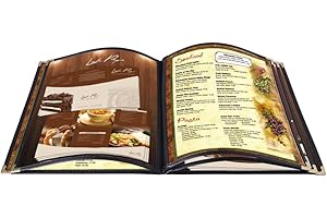 20 Pack of WeChef Food Menu Cover 5 Page 10 View Fold Stitch Trim Fit 8.5X11 Paper Transparent Cafe Bar Restaurant Black