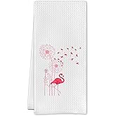 Cilrii Flamingo Waffle Kitchen Towels, 16 x 24 Inches, Pink