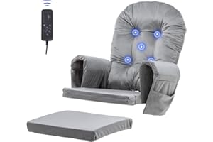 SyyBhb Massage Glider Rocker Replacement Cushions with Storage Pocket, 5PCS, Soft Velvet Thickened, Washable Nonslip, Universal for Use in Glider Rocking Chair, Grey