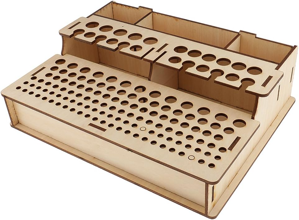 Hellery 1Pc Wood Leather Craft Tools Holder Rack Stand Leather Stamp Tools Storage Box Organizer