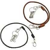 20.5 In (52 Cm) Men’S Key Lanyard 2 Pcs Motorcycle Key Chains Leather, Punk Rock, Leather Blend & Alloy Keychains