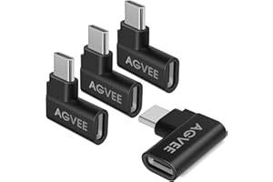 AGVEE 4 Pack 90 Degree Right Angled USB-C Male to USB-C Female Adapter (Type-C 3.2 Gen 2) Converter Video Type-C 10G Data Ext