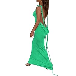 RARITYUS Women Maxi Dress Sexy Backless Draped